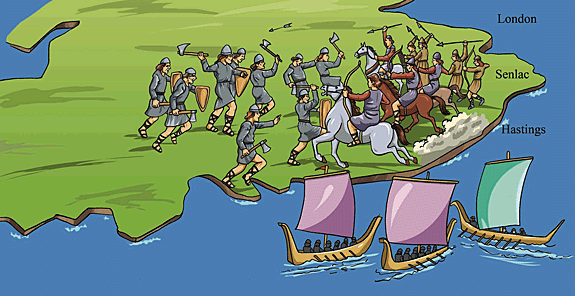 The Normans invaded England and fought with the English.