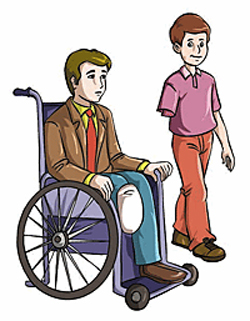 Two amputees are shown in this illustration.