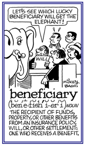 The recipient of funds, property, or other objects from a will.