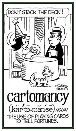 Fortune telling that involves the use of playing cards..