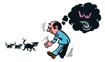 Man has an abnormal fear of cats.