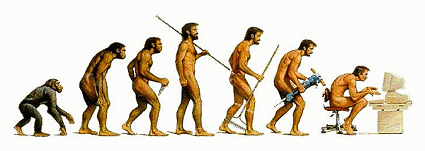 End results of man's evolution to the computer age.