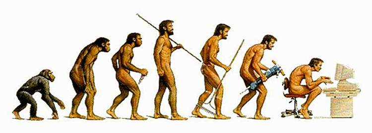 The changes in mankind from primitive to modern existence.