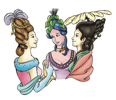 Hair styles of 18th century in color