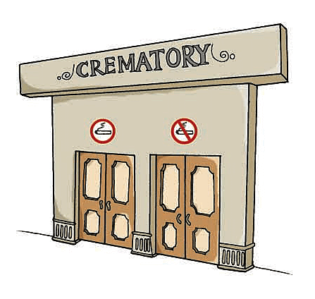 Crematory entrance: smoking or no smoking.