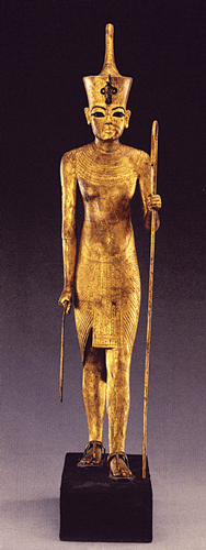 Gilded wooden figure of King Tut.