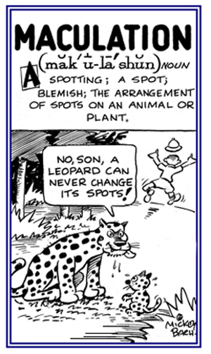 Spots as on a leopard.