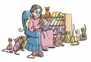 A misanthropist prefers to live with her cats instead of associating with people.