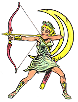 Diana, or Luna, Roman goddess of the Moon, animals, and hunting.