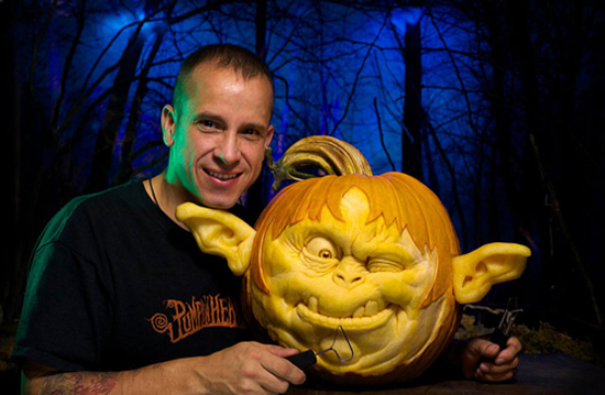 Ray Villafane and one of his special pumpkin creations.