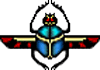 A flying scarab, an Egyptian symbol.