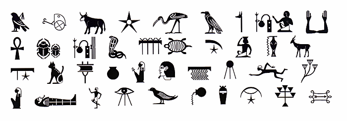 A few of the approximately 700 hieroglyphs students had to memorize.
