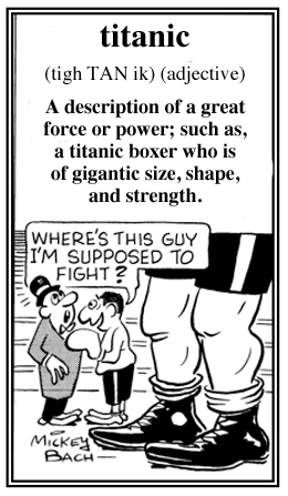 A gigantic or titanic opponent is ready to box the other miniature boxer.